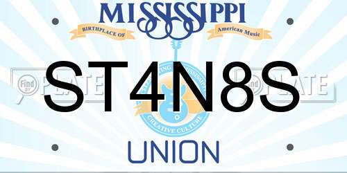ST4N8S Mississippi License Plate