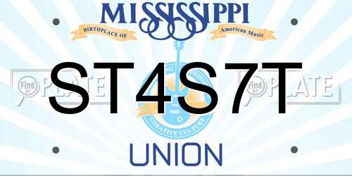 ST4S7T Mississippi License Plate