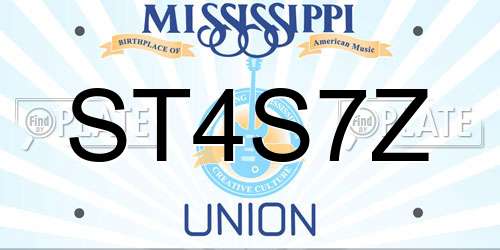ST4S7Z Mississippi License Plate