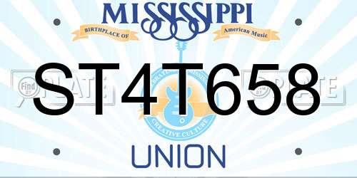 ST4T658 Mississippi License Plate