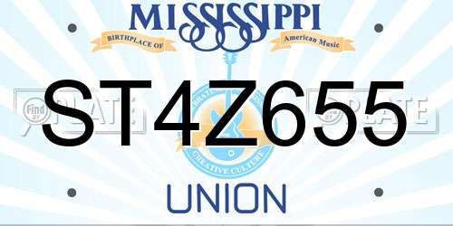 ST4Z655 Mississippi License Plate