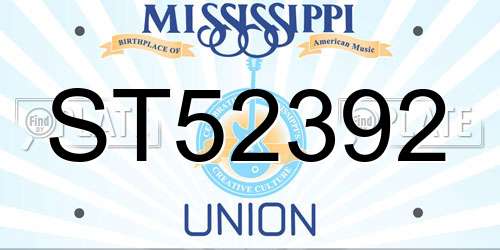 ST52392 Mississippi License Plate