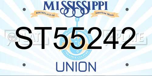 ST55242 Mississippi License Plate