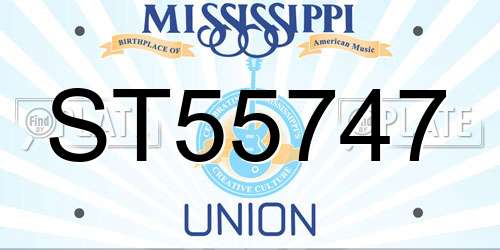 ST55747 Mississippi License Plate