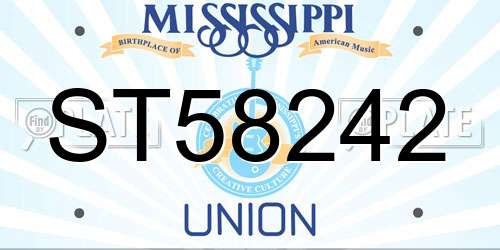 ST58242 Mississippi License Plate