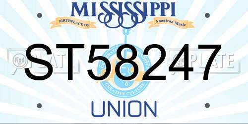 ST58247 Mississippi License Plate