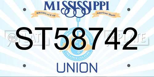 ST58742 Mississippi License Plate