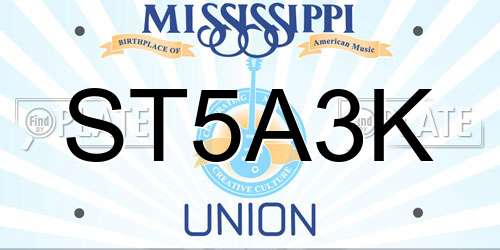 ST5A3K Mississippi License Plate