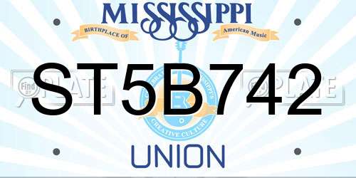 ST5B742 Mississippi License Plate