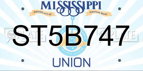 ST5B747 Mississippi License Plate