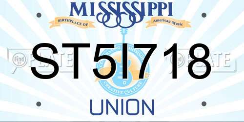 ST5I718 Mississippi License Plate