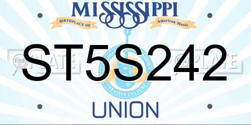 ST5S242 Mississippi License Plate