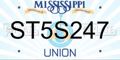 ST5S247 Mississippi License Plate