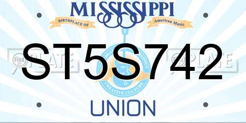 ST5S742 Mississippi License Plate