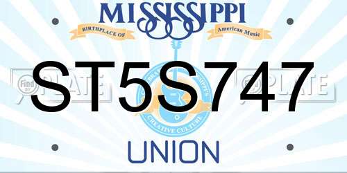 ST5S747 Mississippi License Plate