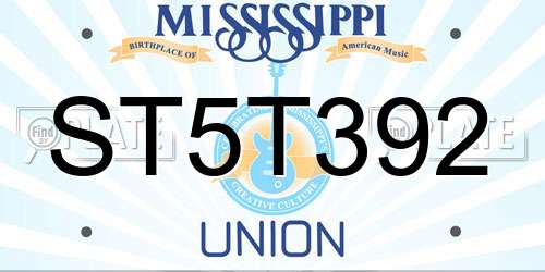 ST5T392 Mississippi License Plate