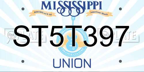 ST5T397 Mississippi License Plate