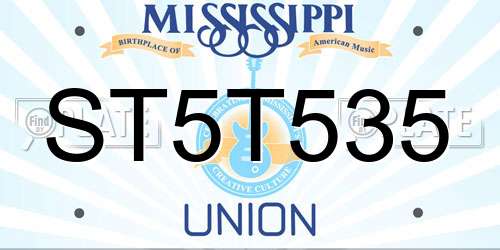 ST5T535 Mississippi License Plate