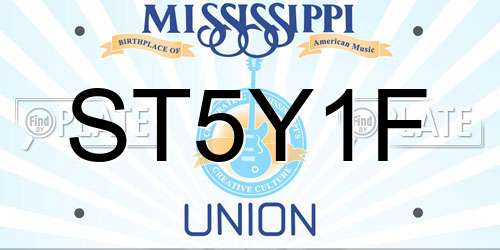 ST5Y1F Mississippi License Plate