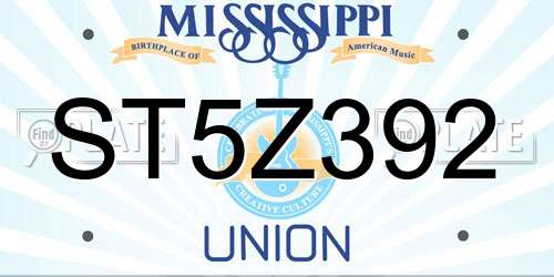 ST5Z392 Mississippi License Plate