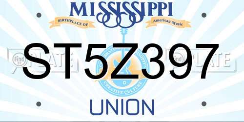 ST5Z397 Mississippi License Plate