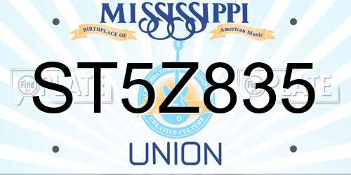 ST5Z835 Mississippi License Plate