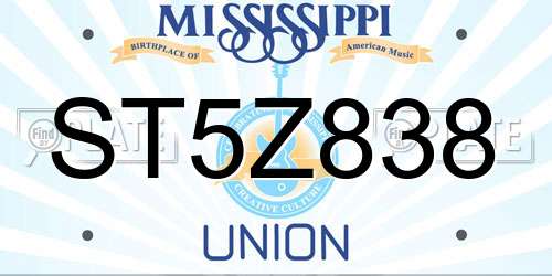 ST5Z838 Mississippi License Plate