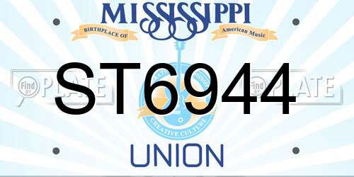 ST6944 Mississippi License Plate