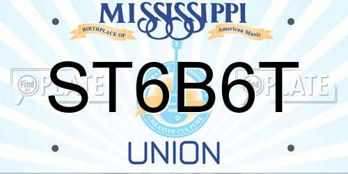 ST6B6T Mississippi License Plate