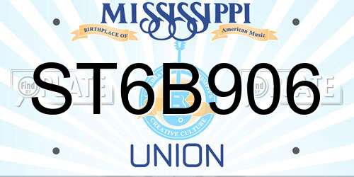 ST6B906 Mississippi License Plate