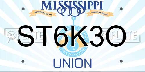 ST6K3O Mississippi License Plate