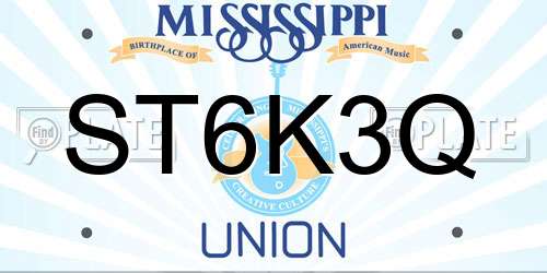 ST6K3Q Mississippi License Plate