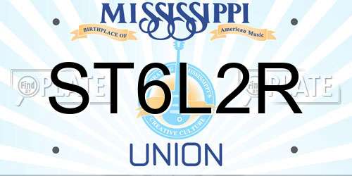 ST6L2R Mississippi License Plate