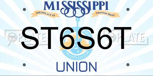 ST6S6T Mississippi License Plate