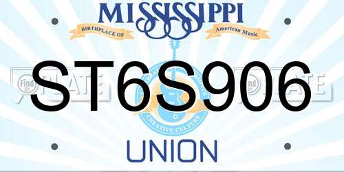 ST6S906 Mississippi License Plate