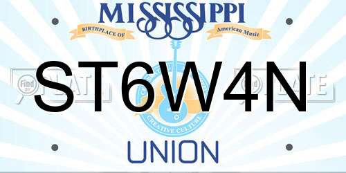 ST6W4N Mississippi License Plate