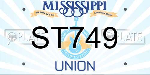 ST749 Mississippi License Plate
