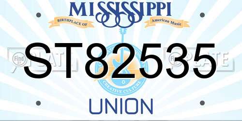 ST82535 Mississippi License Plate