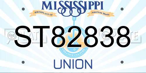 ST82838 Mississippi License Plate