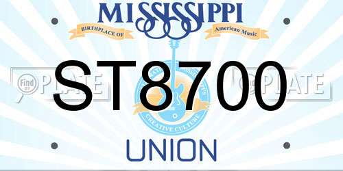 ST8700 Mississippi License Plate
