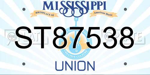 ST87538 Mississippi License Plate