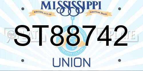 ST88742 Mississippi License Plate