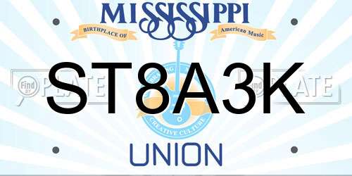 ST8A3K Mississippi License Plate
