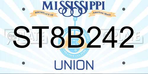ST8B242 Mississippi License Plate
