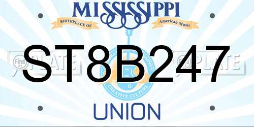 ST8B247 Mississippi License Plate