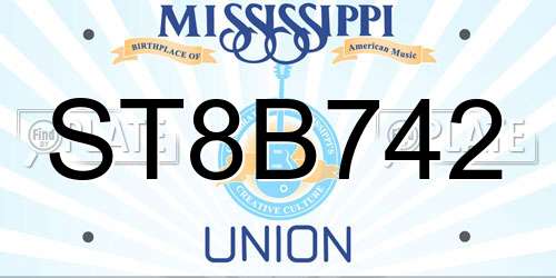 ST8B742 Mississippi License Plate