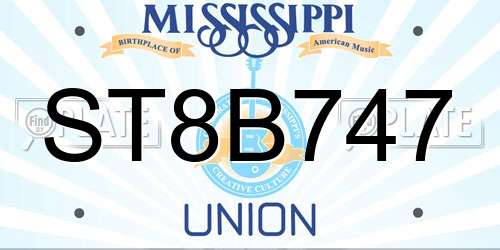 ST8B747 Mississippi License Plate