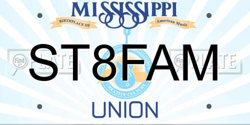 ST8FAM Mississippi License Plate