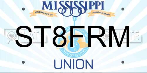 ST8FRM Mississippi License Plate