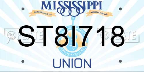 ST8I718 Mississippi License Plate